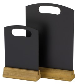 Lavagna da tavolo, nera, con base in legno, set di 2, 21x32cm